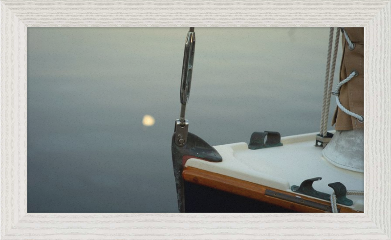 Forestay with setting moon reflection