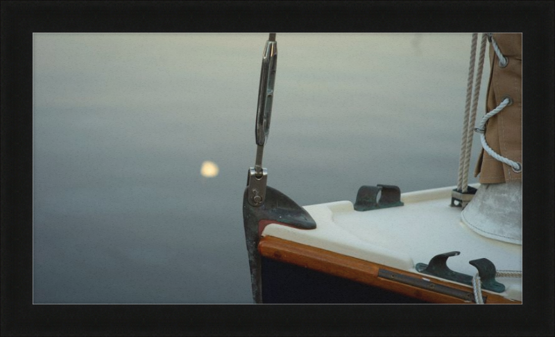 Forestay with setting moon reflection