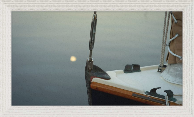 Forestay with setting moon reflection