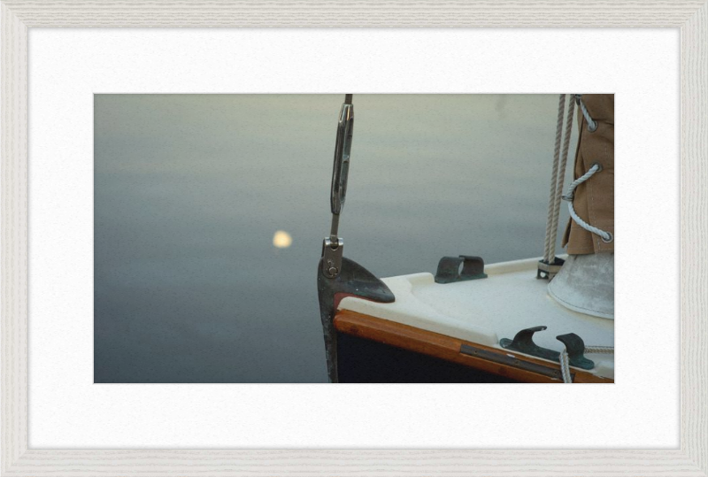 Forestay with setting moon reflection