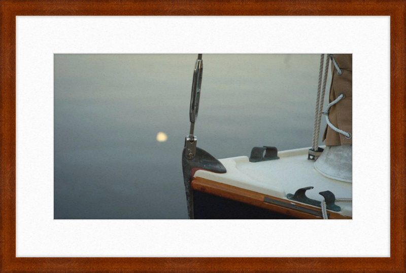 Forestay with setting moon reflection