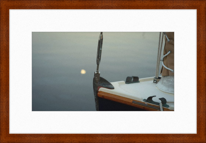 Forestay with setting moon reflection