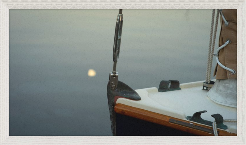 Forestay with setting moon reflection