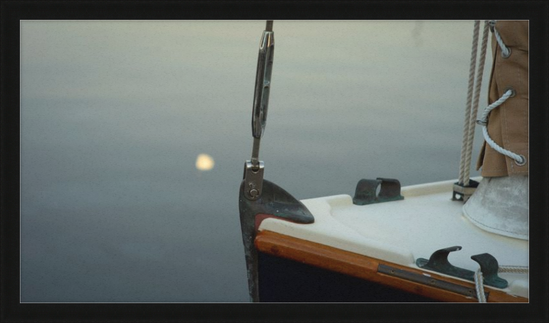 Forestay with setting moon reflection