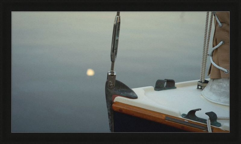 Forestay with setting moon reflection