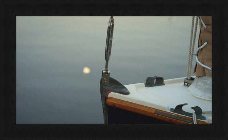 Forestay with setting moon reflection