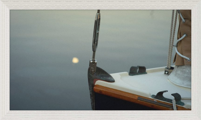 Forestay with setting moon reflection