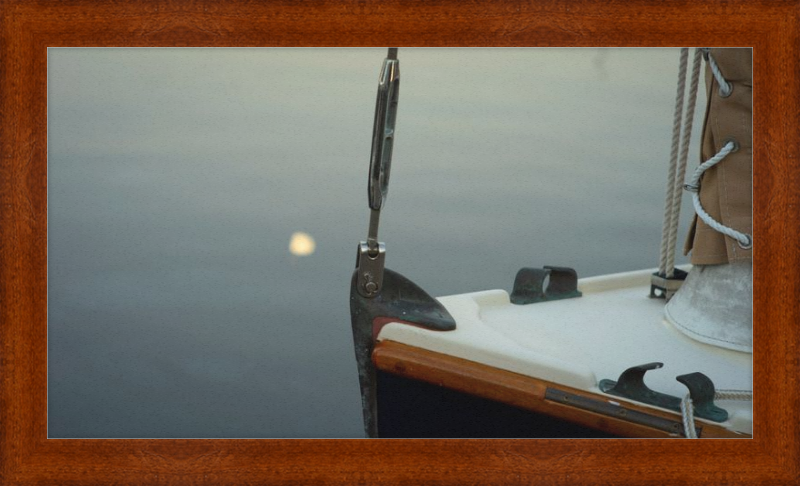 Forestay with setting moon reflection